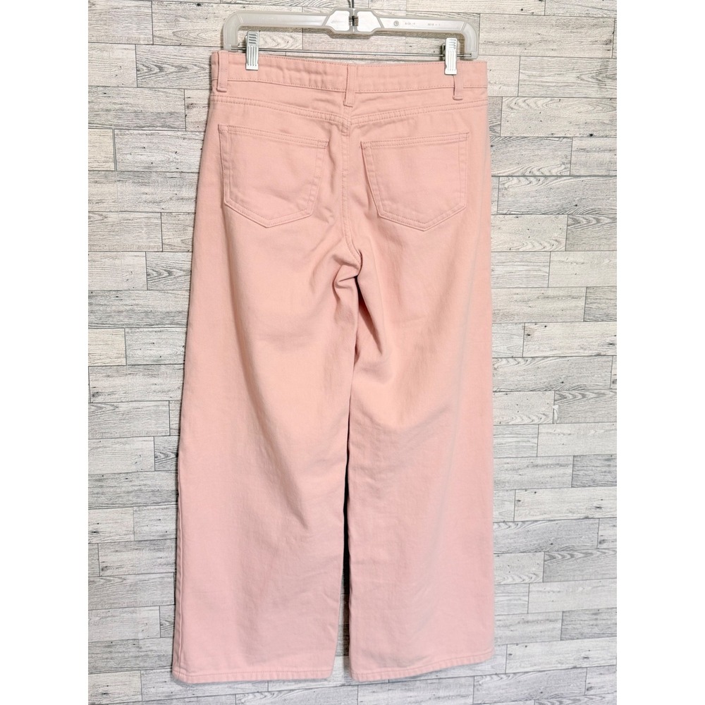 Cali 1850 Womens Blush Pink/Peach Wide 10" Leg Cropped Cotton Denim Jeans Size 9 - Picture 8 of 10